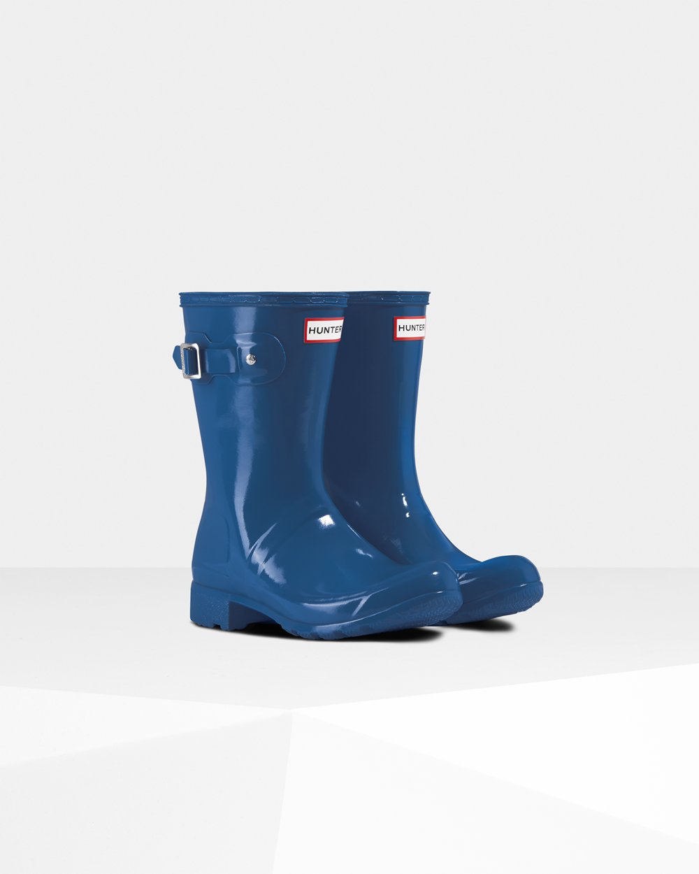 Hunter Original Tour Foldable Gloss Short Rain Boots - Buy Womens Blue - VCFUJD657